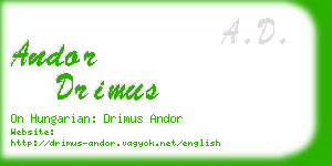 andor drimus business card